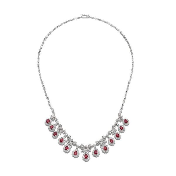 18kt Gold Vintage Ruby & Diamond Necklace