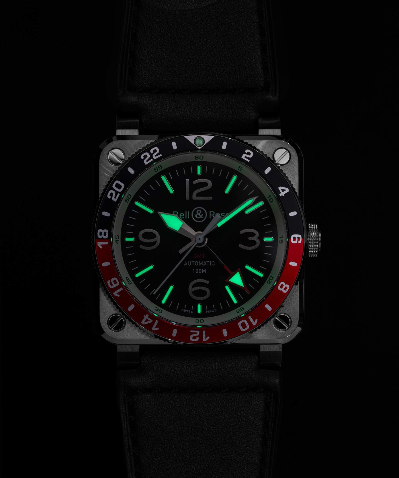 BELL & ROSS BR-03 GMT BLACK WATCH.