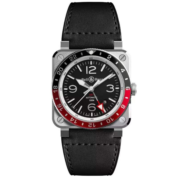 BELL & ROSS BR-03 GMT BLACK WATCH.