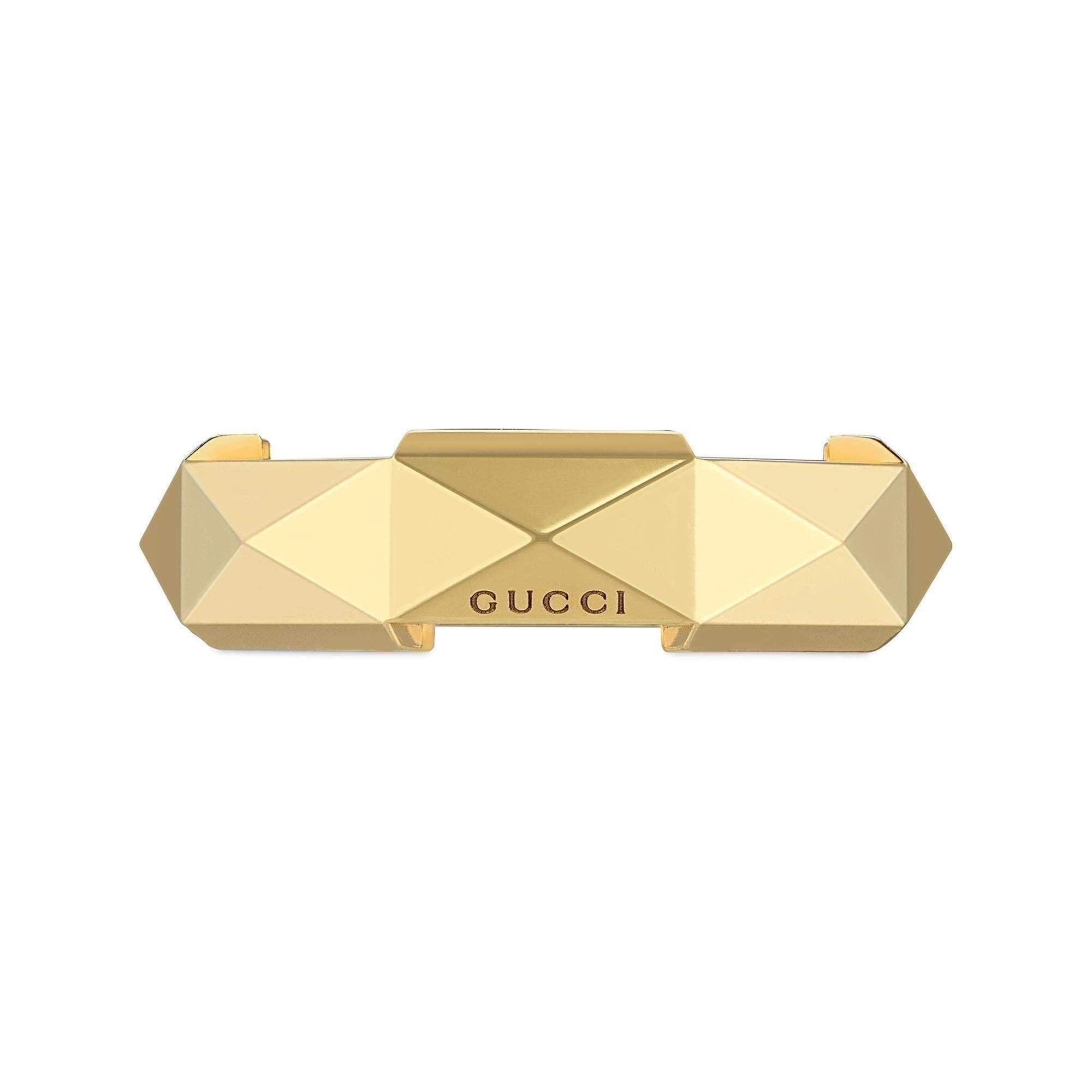 Yellow Gold Gucci Link To Love Studded Ring