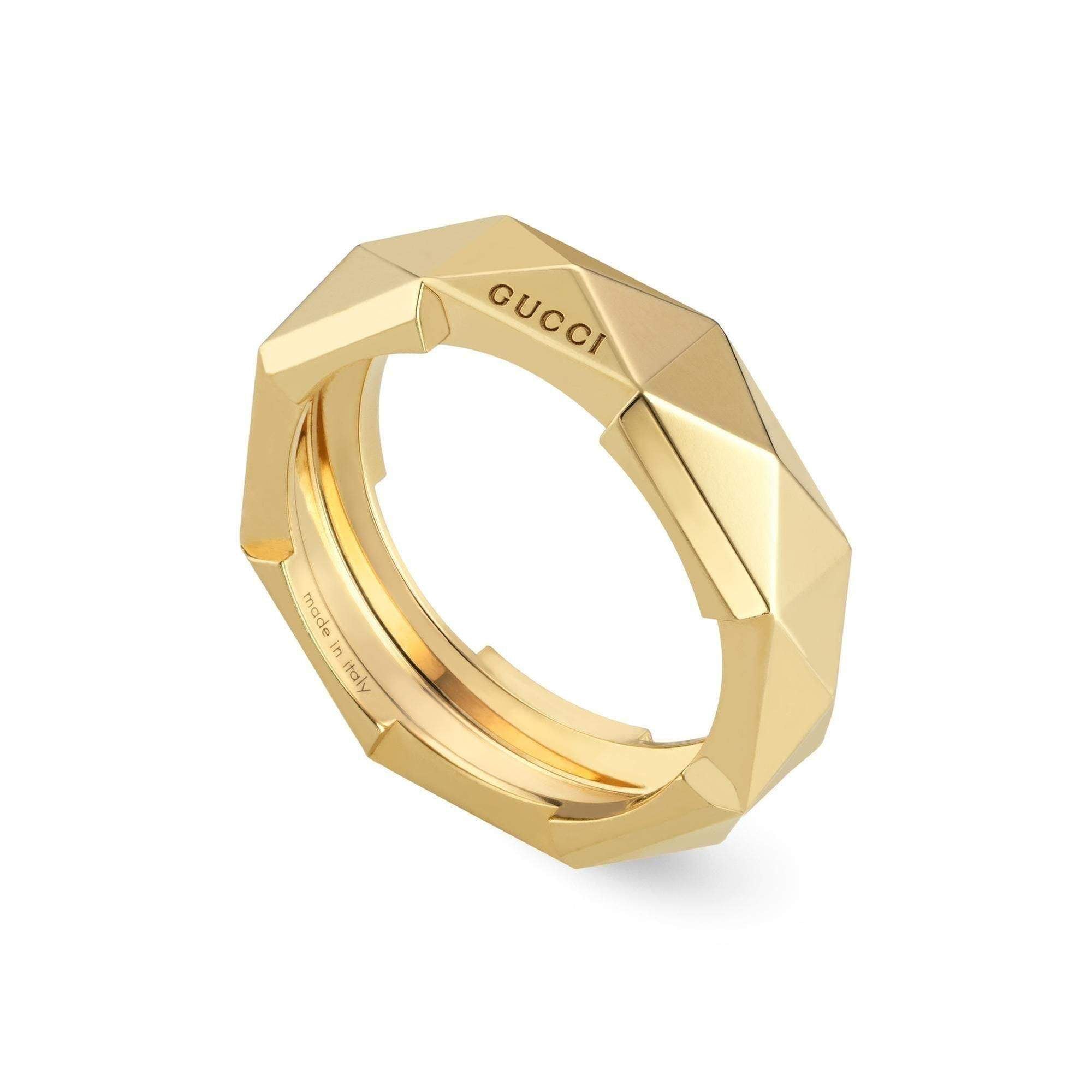 Yellow Gold Gucci Link To Love Studded Ring