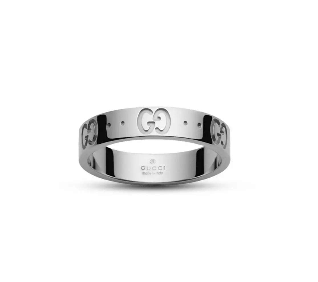 White Gold Gucci Icon Band</br>