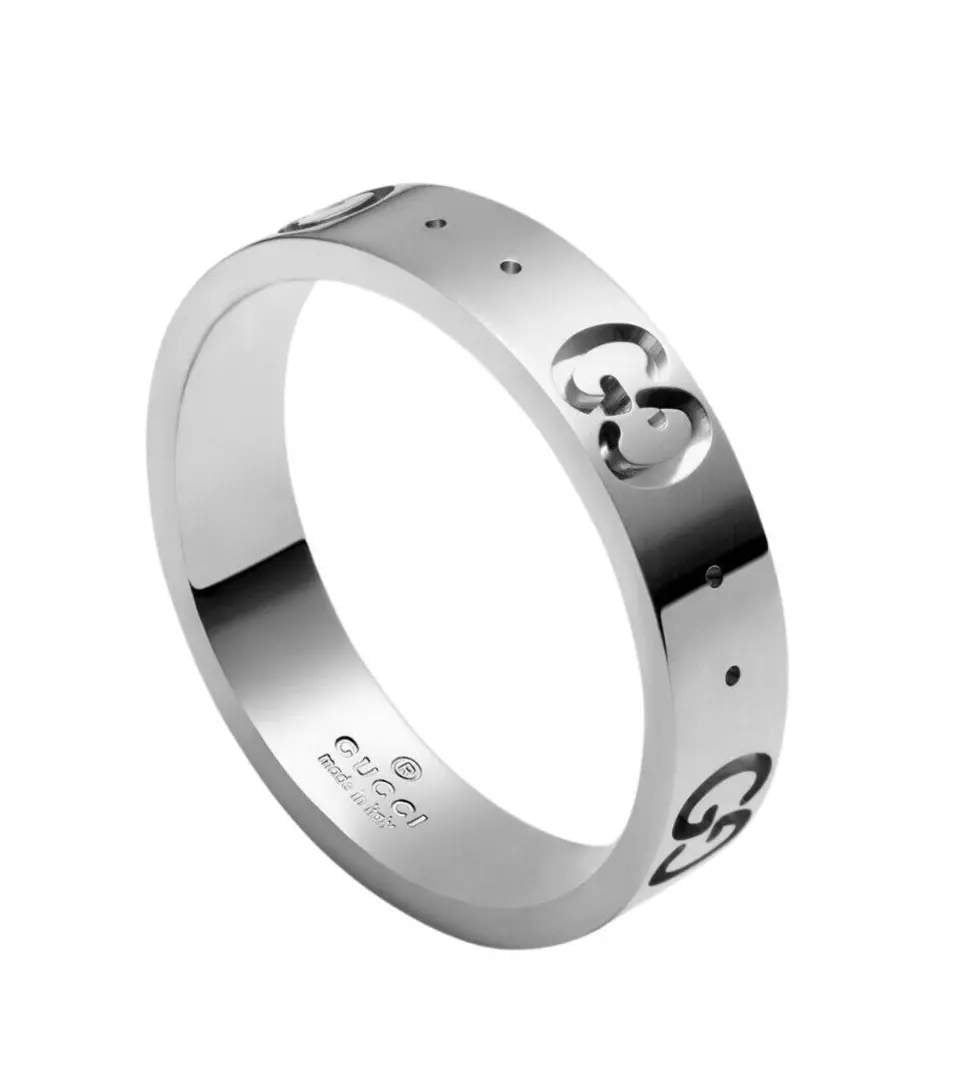 White Gold Gucci Icon Band</br>
