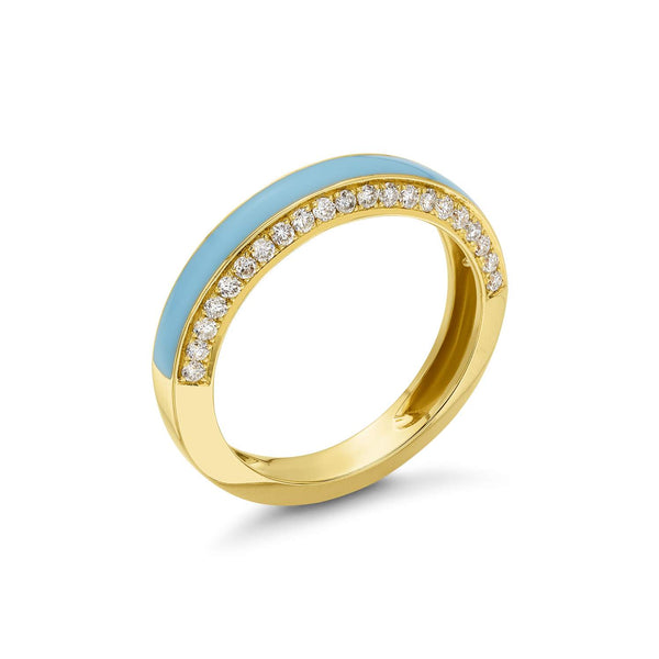 18KT YELLOW GOLD ENAMEL & DIAMOND RING. Provident Jewelery