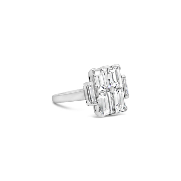 Ladies Platinum Emerald Cut Diamond Ring