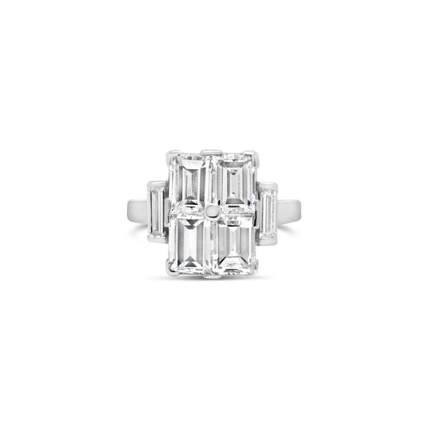Ladies Platinum Emerald Cut Diamond Ring