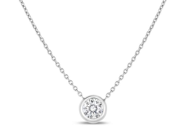 18kt Gold Roberto Coin Diamond Solitaire Necklace
