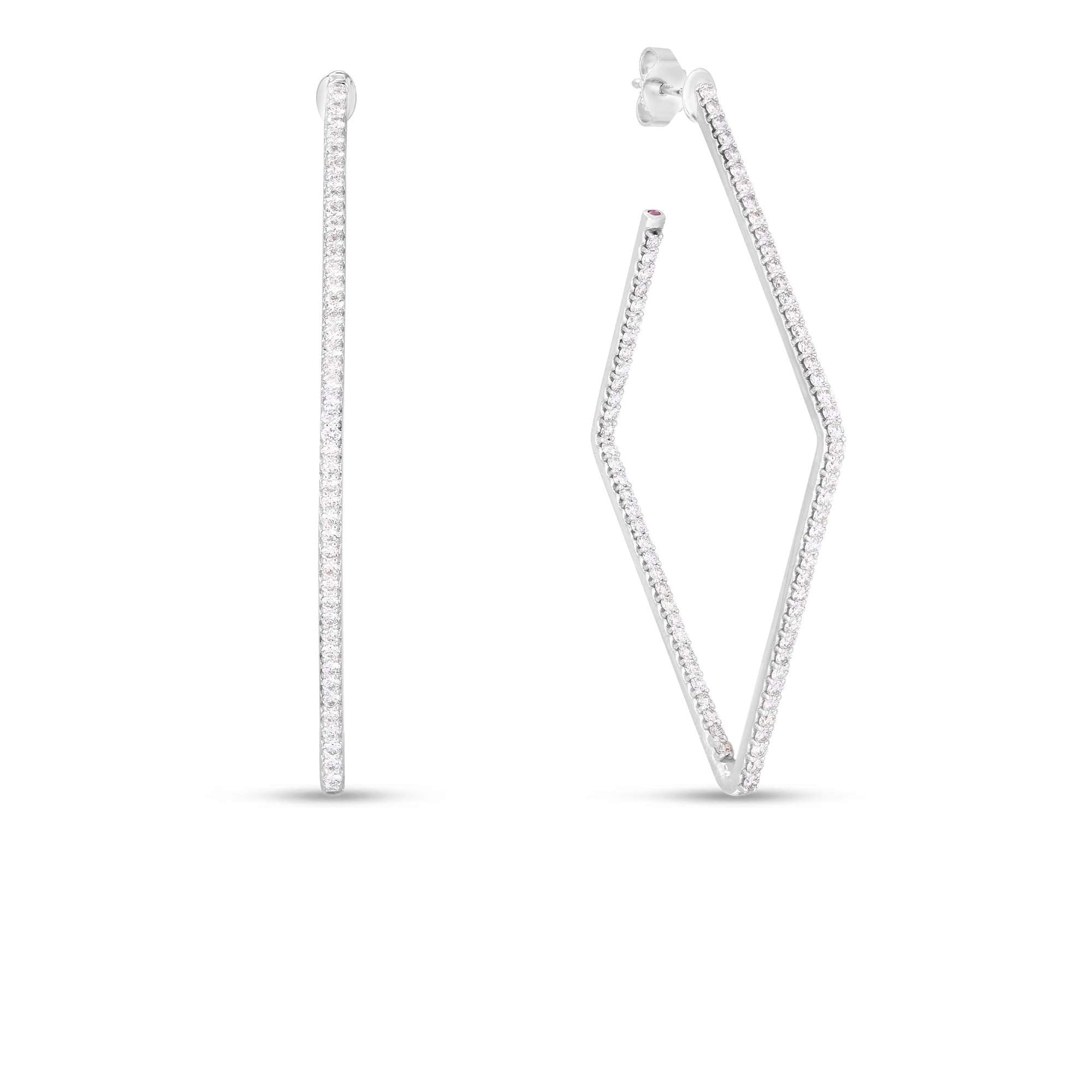 18kt Gold Roberto Coin Diamond Hoop Earrings