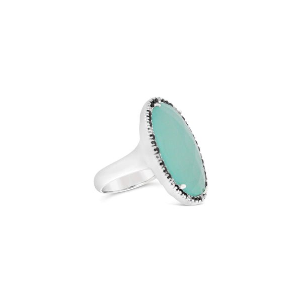 18kt White Gold Blue Quartz & Diamond Ring