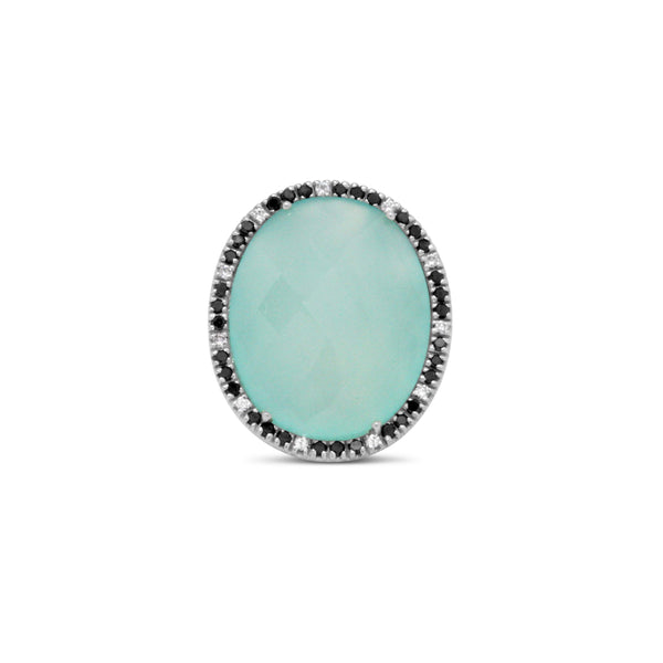 18kt White Gold Blue Quartz & Diamond Ring