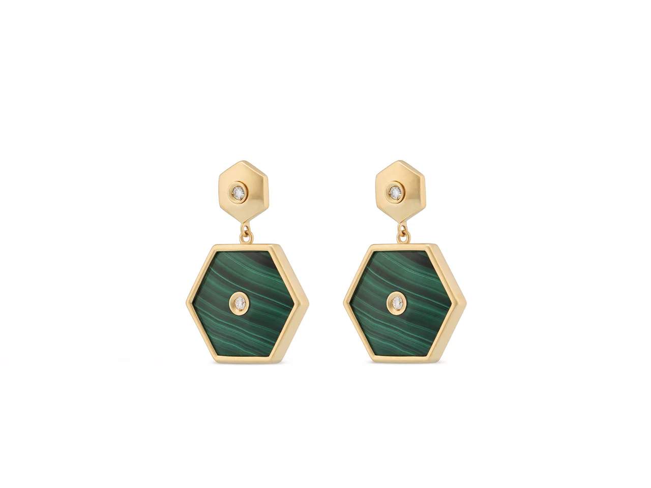 18kt Gold Miseno Baia Sommersa Malachite Earrings.