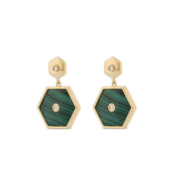 18kt Gold Miseno Baia Sommersa Malachite Earrings.