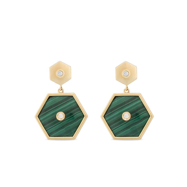 18kt Gold Miseno Baia Sommersa Malachite Earrings.