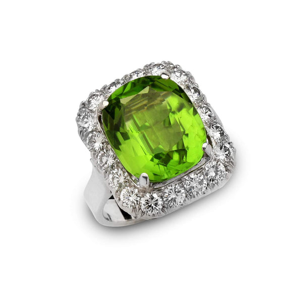 18kt White Gold Peridot And Diamond Ring Provident Jewelery