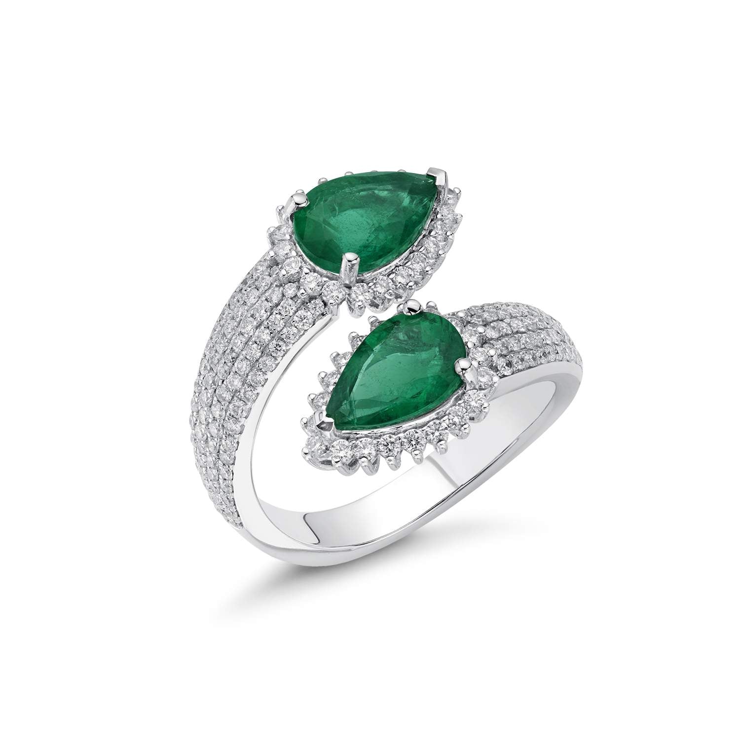 18kt White Gold Emerald & Diamond Ring.