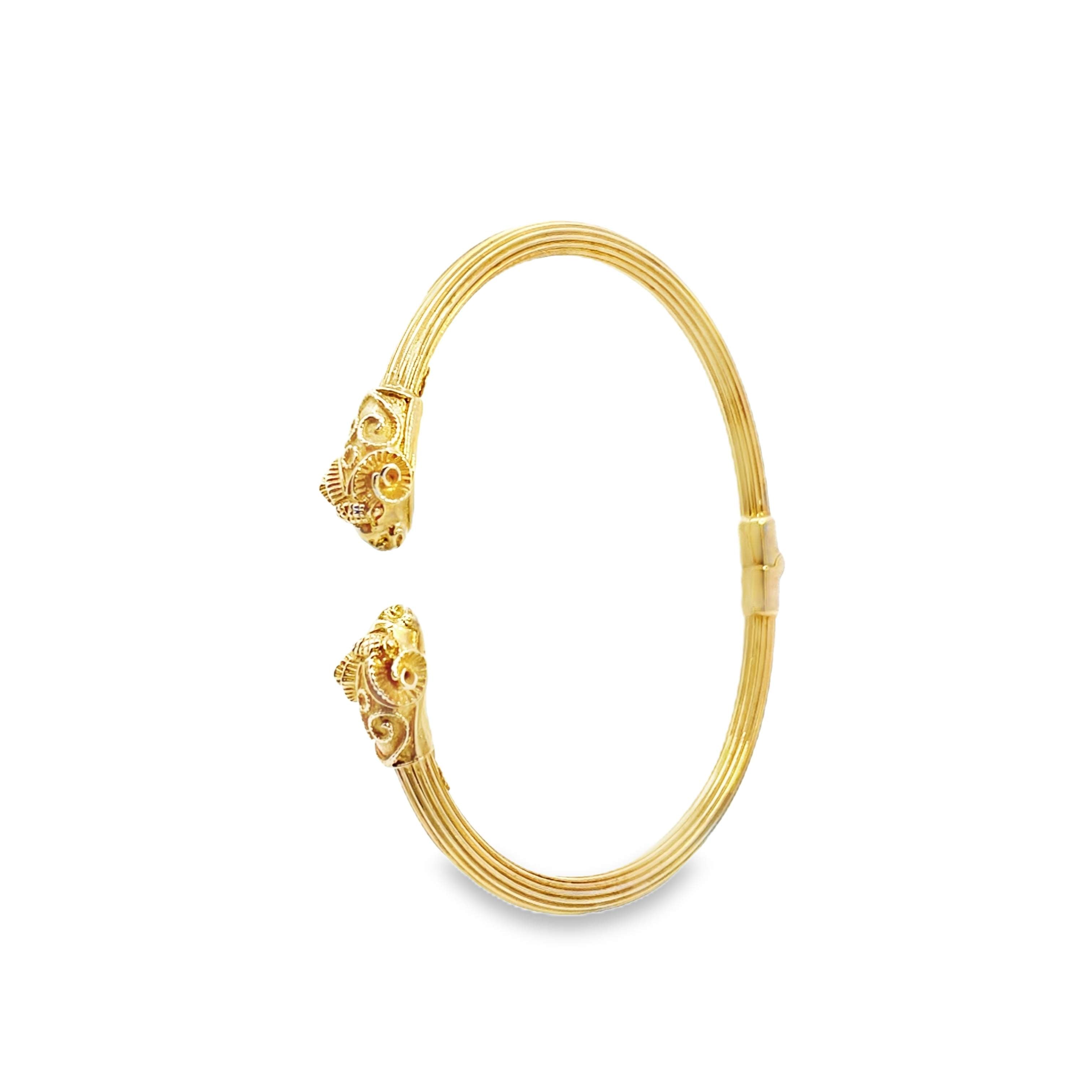 14KT VINTAGE RAMS HEAD BANGLE. | Provident Jewelry