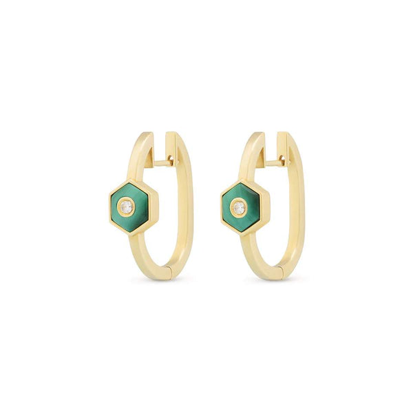 18kt Gold Miseno Baia Sommersa Malachite Earrings.