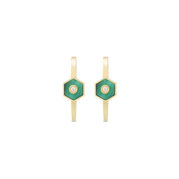 18kt Gold Miseno Baia Sommersa Malachite Earrings.