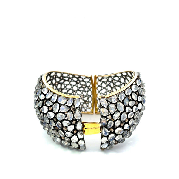 18KT & STERLING SILVER MOONSTONE BANGLE