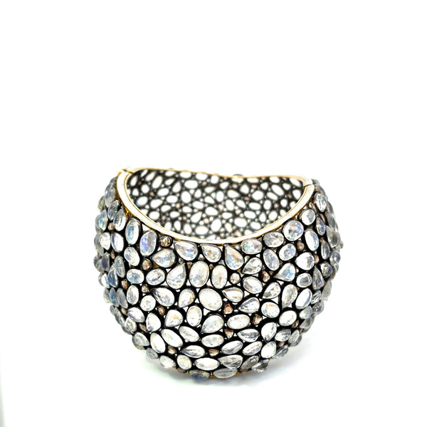 18KT & STERLING SILVER MOONSTONE BANGLE