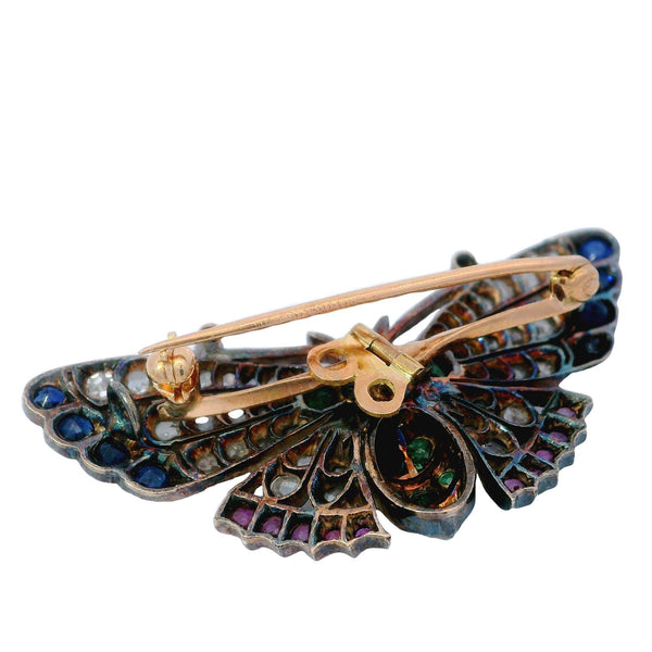 SILVER & YELLOW GOLD BUTTERFLY BROOCH