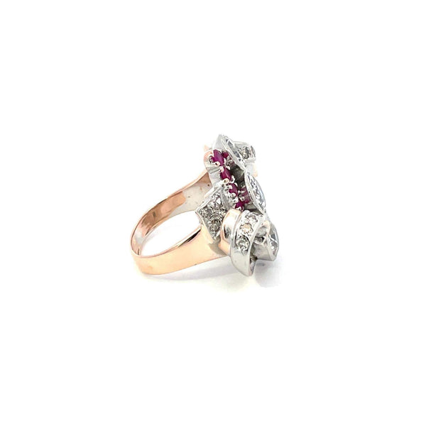 Two Toned Diamond Retro Ring.