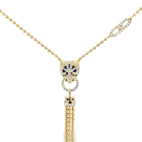 14kt Panther Diamond Tassel Necklace