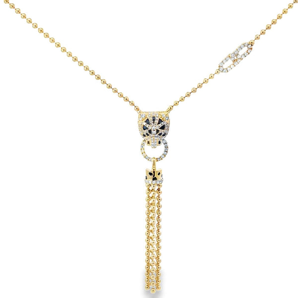 14kt Panther Diamond Tassel Necklace