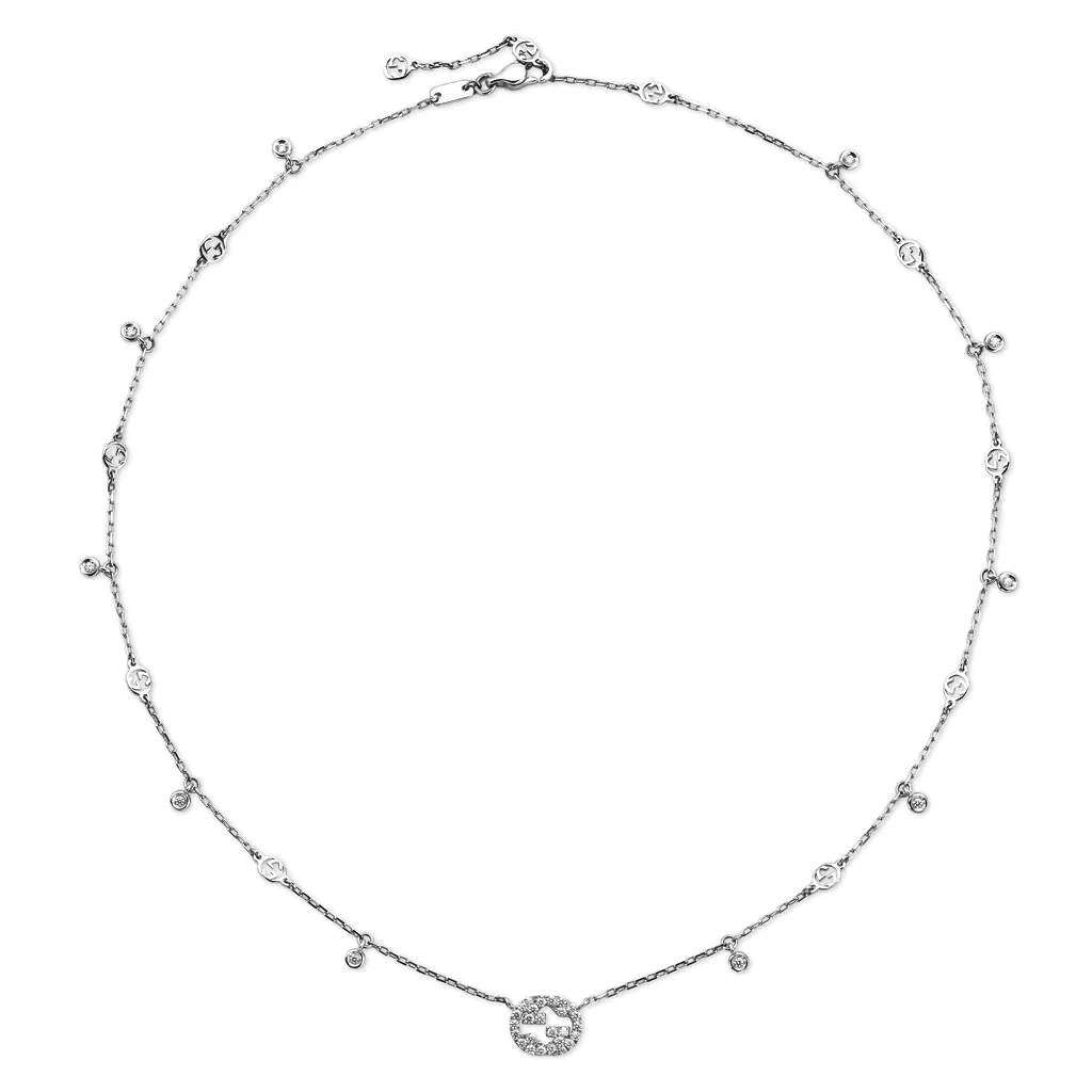 18kt Gold Gucci Diamond Station Necklace