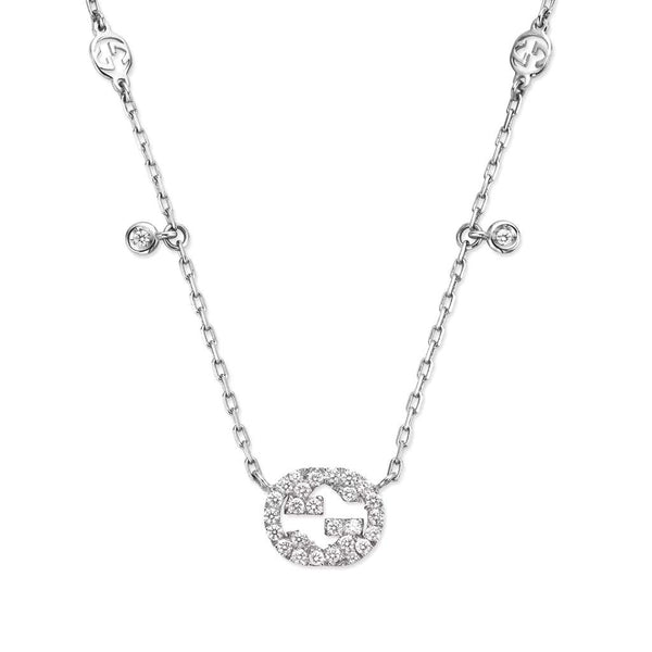 18kt Gold Gucci Diamond Station Necklace