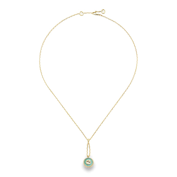 18kt Gold Gucci Interlocking Amazonite Necklace