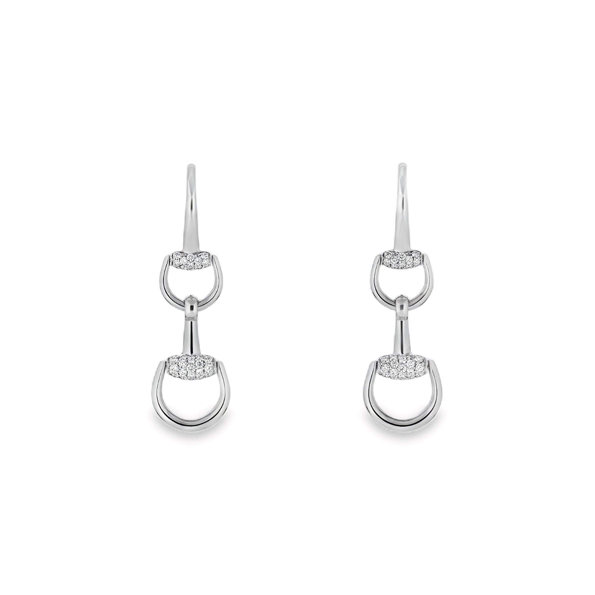 18kt Gold Gucci Horsebit Diamond Earrings