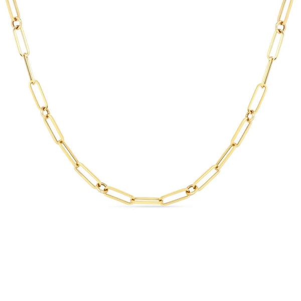 18KT GOLD ROBERTO COIN PAPERCLIP NECKLACE.
