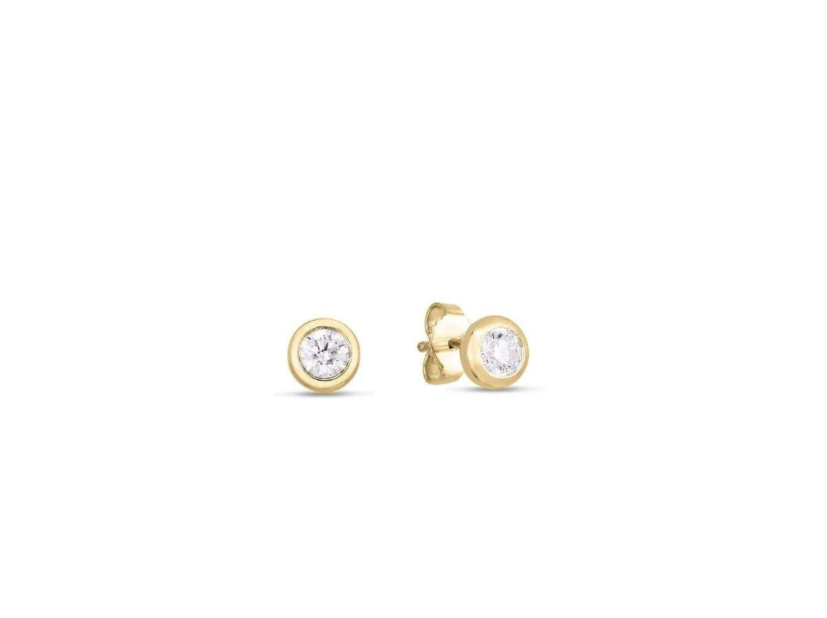 18kt Gold Roberto Coin Bezel Stud Earings