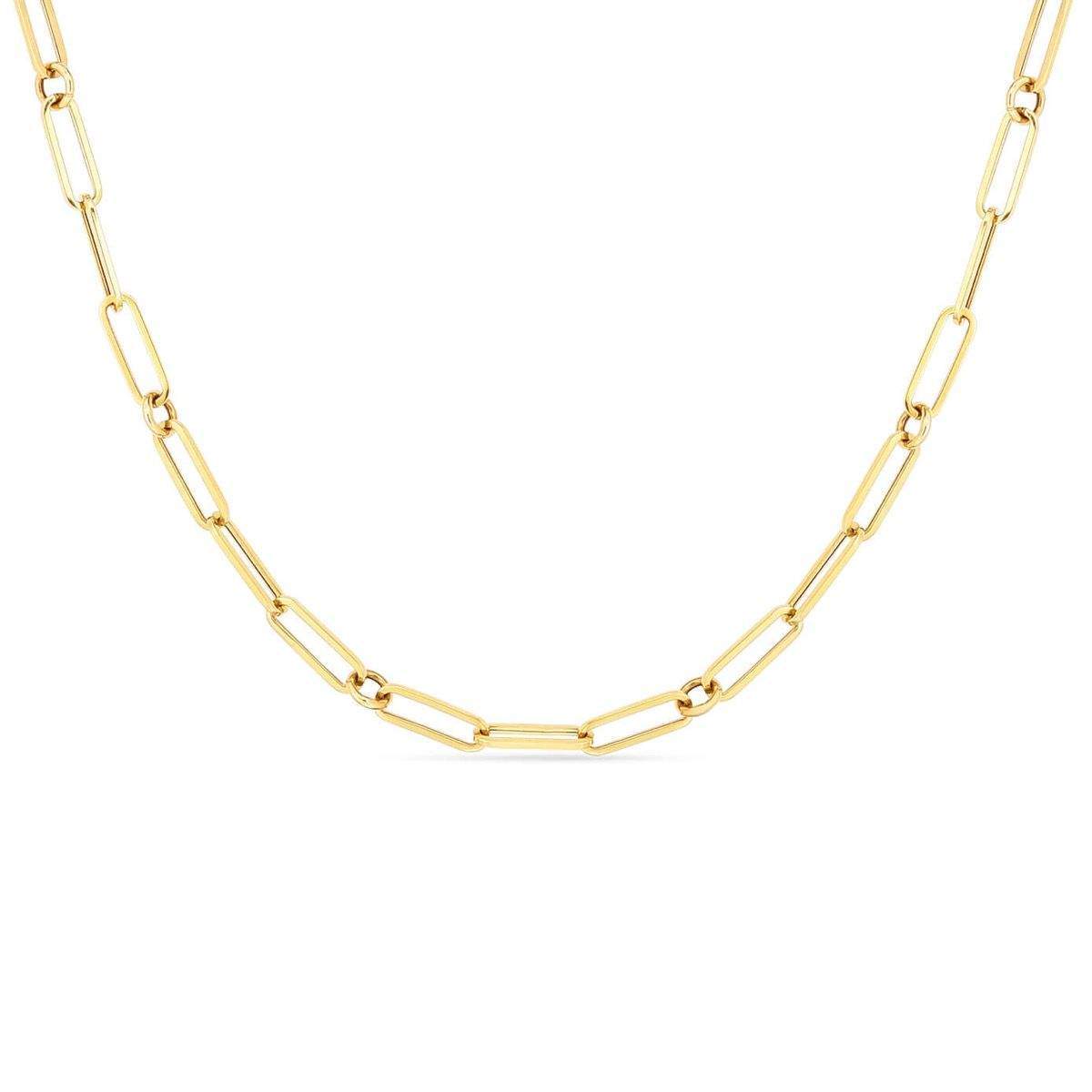 18KT GOLD ROBERTO COIN PAPERCLIP NECKLACE. </br>