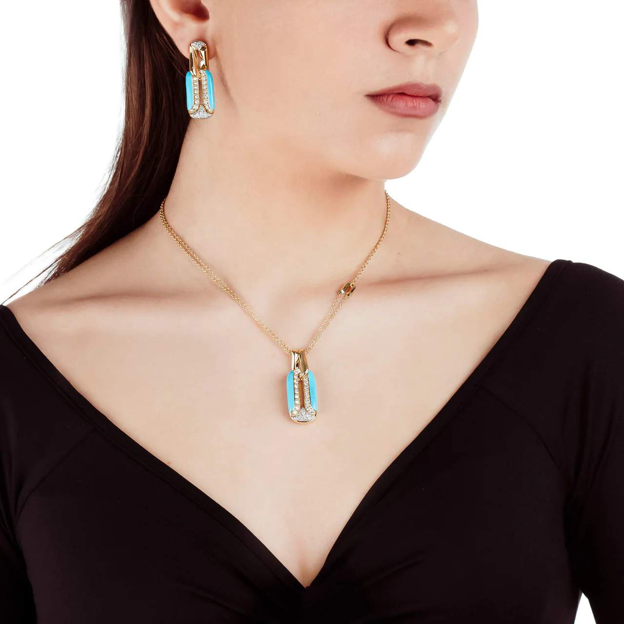 18kt Gold Miseno Arco Turquoise Earrings