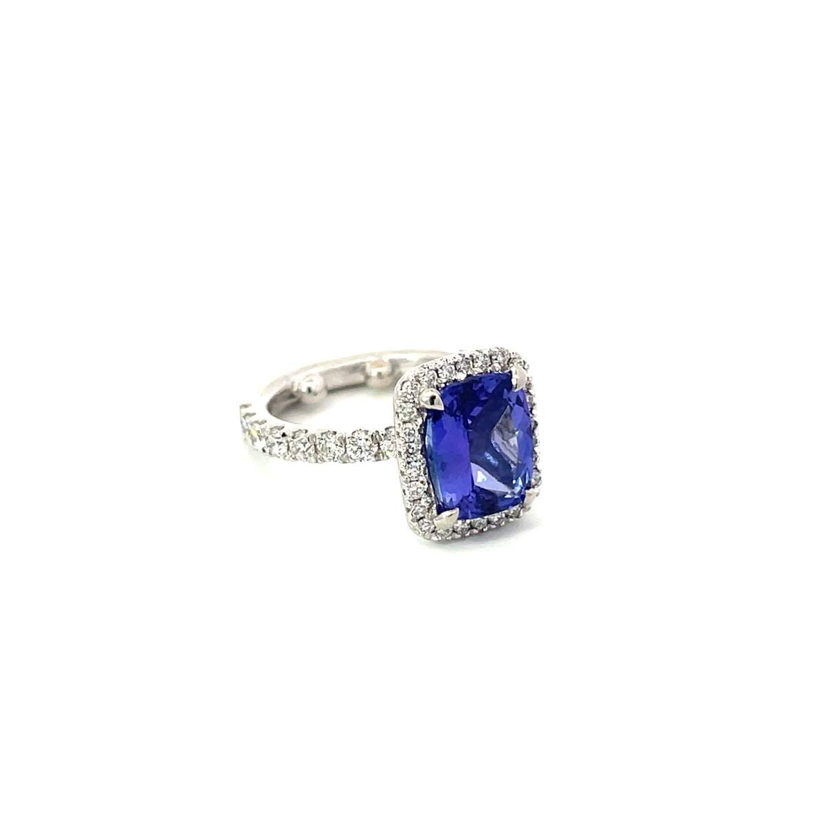 Platinum Tanzanite & Diamond Ring