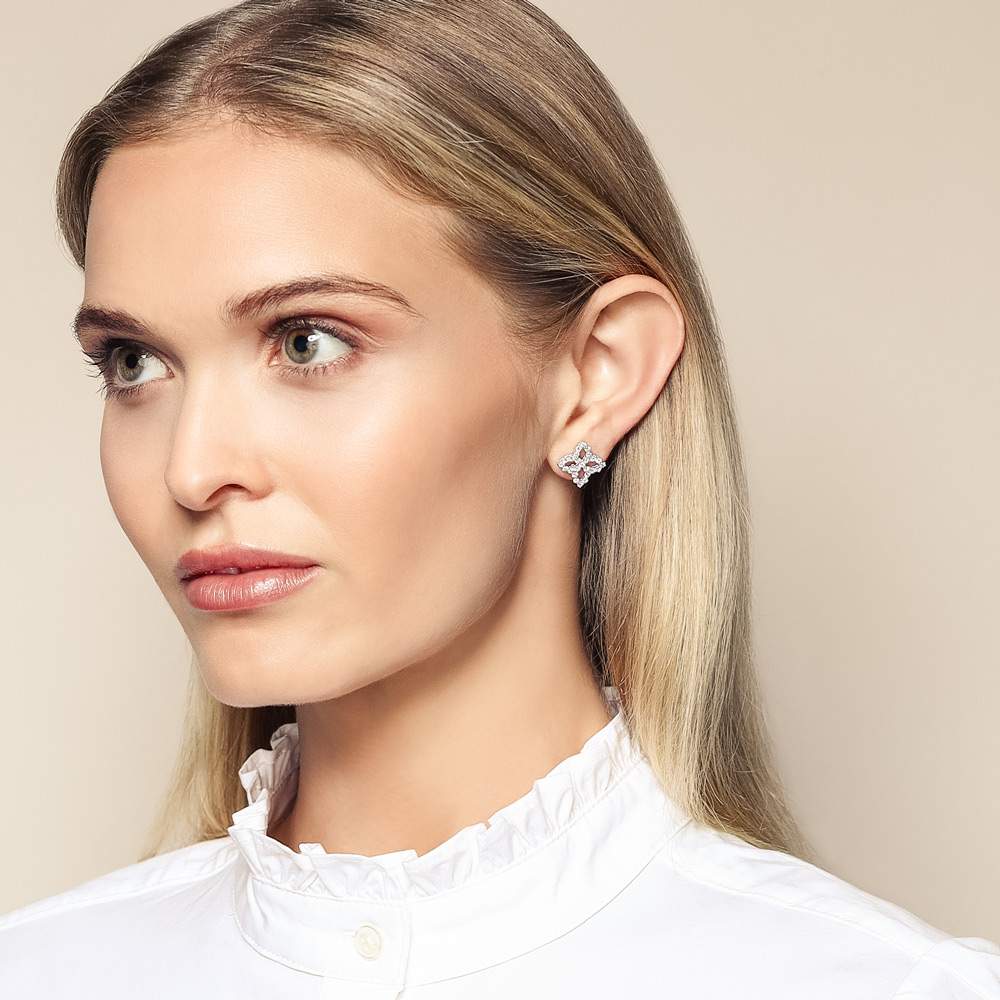18kt Gold Roberto Coin Princess Diamond Earrings Provident Jewelery