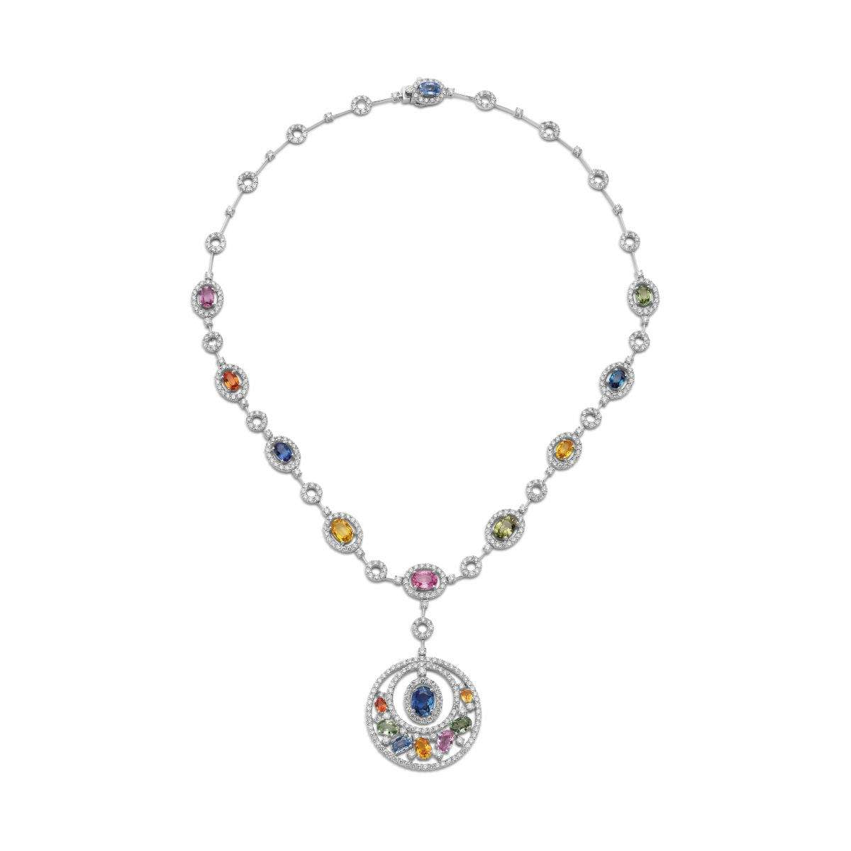 18kt Gold Sapphire & Diamond Necklace