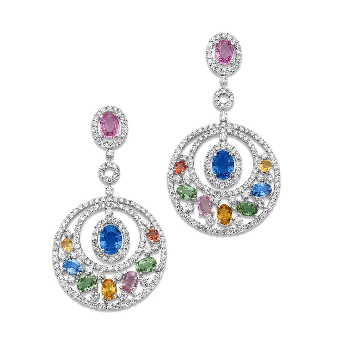 18kt Gold Sapphire & Diamond Dangle Earrings