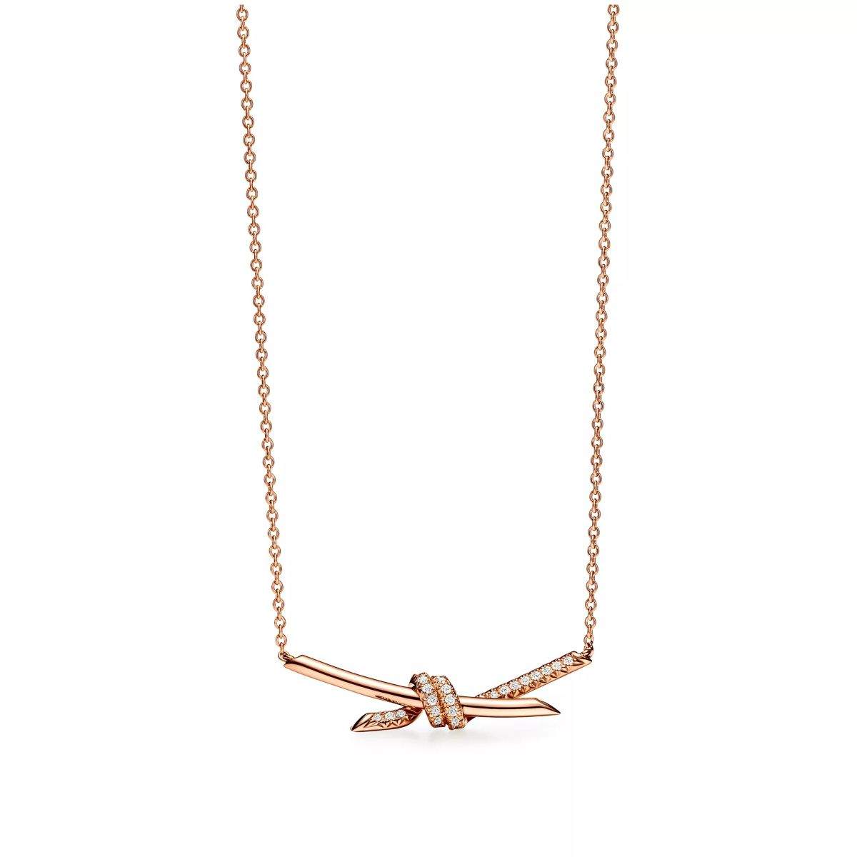 18kt Gold Tiffany & Co Diamond Knot Necklace
