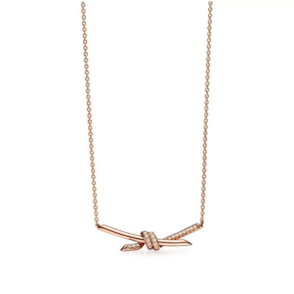 18kt Gold Tiffany & Co Diamond Knot Necklace