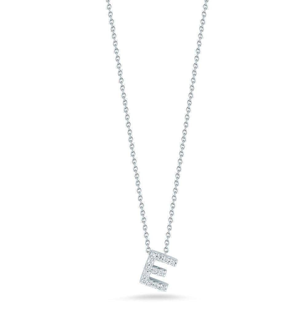 18kt Gold Roberto Coin Love Letter "E" Necklace