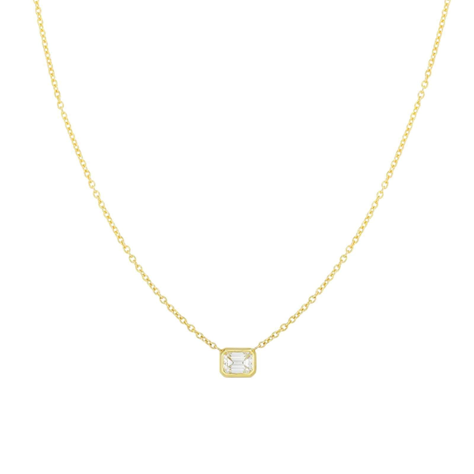 18kt Gold Roberto Coin Emerald Cut Diamond Solitaire