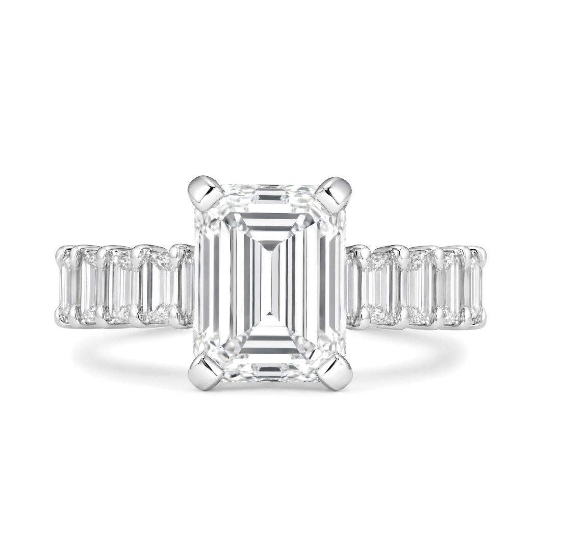 Ladies Platinum Emerald Cut Diamond Engagement Ring
