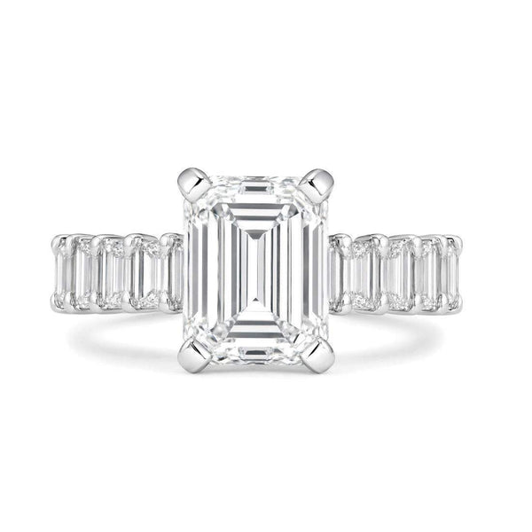 Ladies Platinum Emerald Cut Diamond Engagement Ring