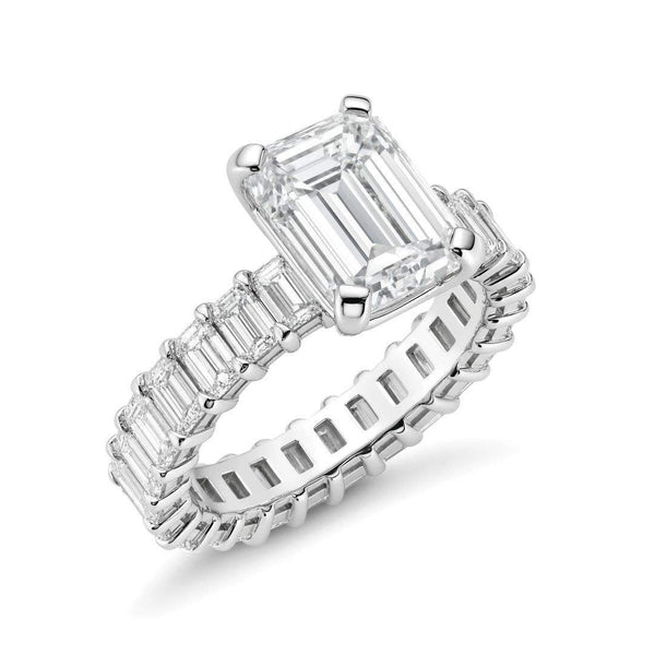 Ladies Platinum Emerald Cut Diamond Engagement Ring