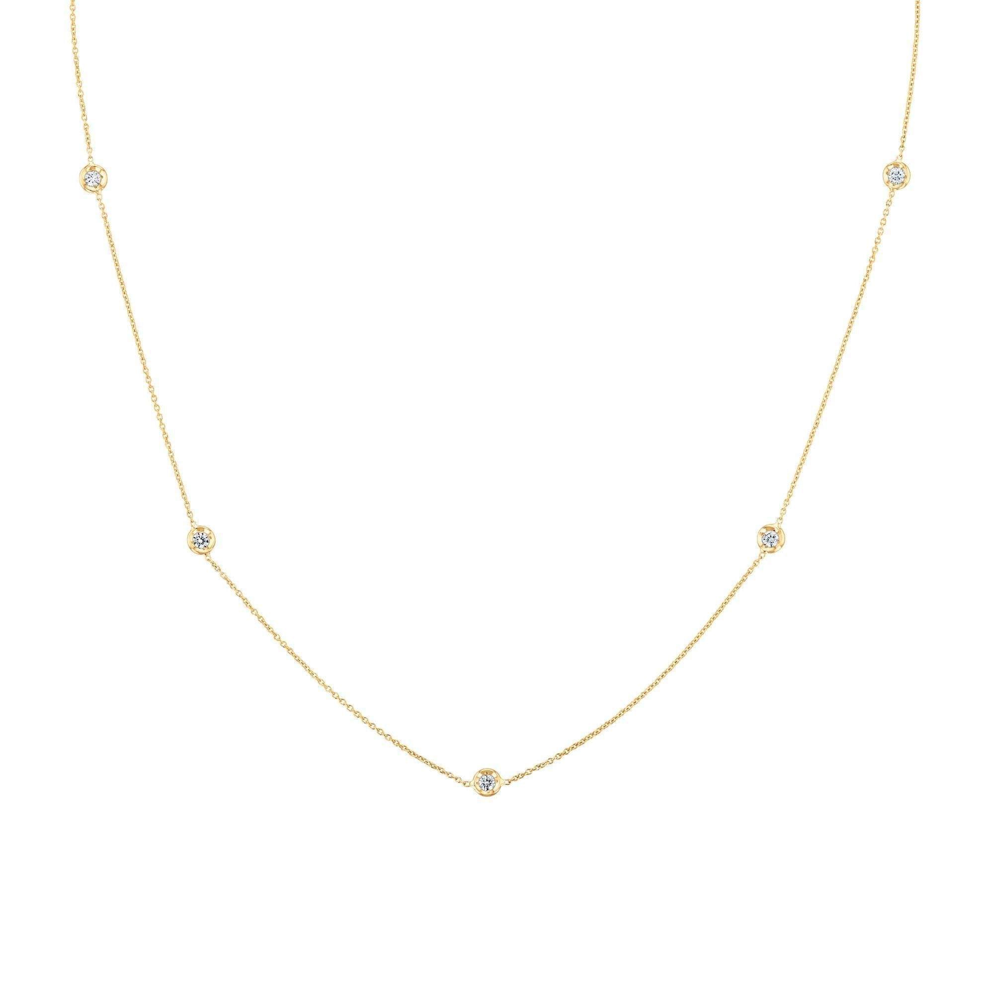 18K GOLD DIAMONDS BY THE INCH 5 STATION NECKLACE.