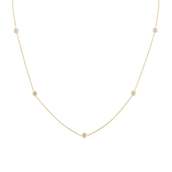 18K GOLD DIAMONDS BY THE INCH 5 STATION NECKLACE.