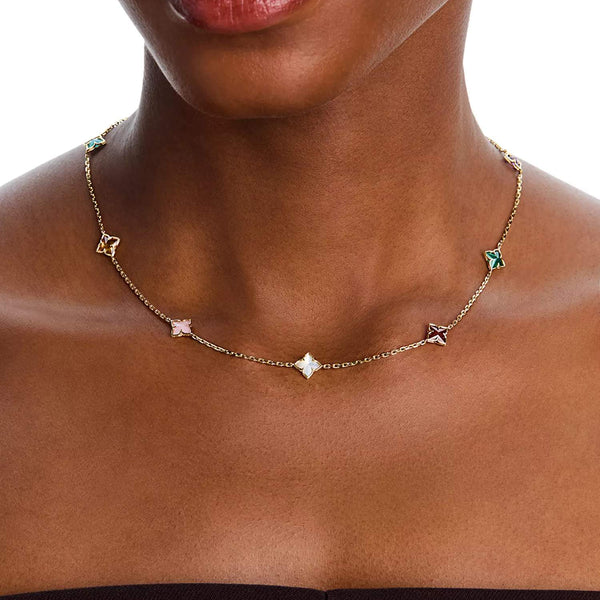 18kt Gold Roberto Coin Venetian Princess Multi-Color Gemstone Necklace
